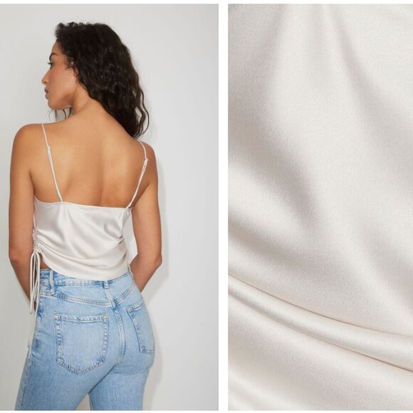 Satin Drawstring Side Cowl Neck Cami - Picture 2 of 6